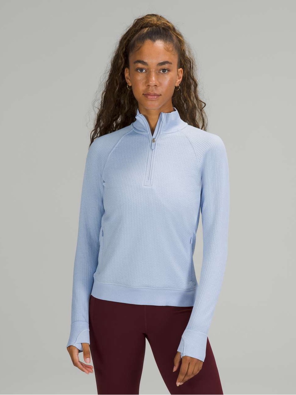 Lululemon Engineered Warmth Half Zip Blue Linen Size 10